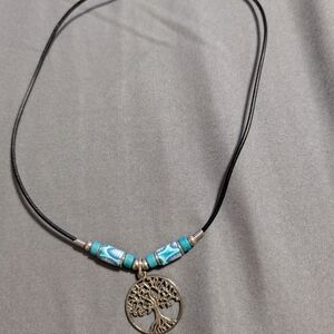 Tree of Life Pendant Necklace with Blue Accents